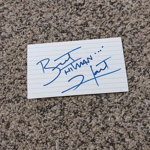 Bret Hitman Hart Signed Index Card